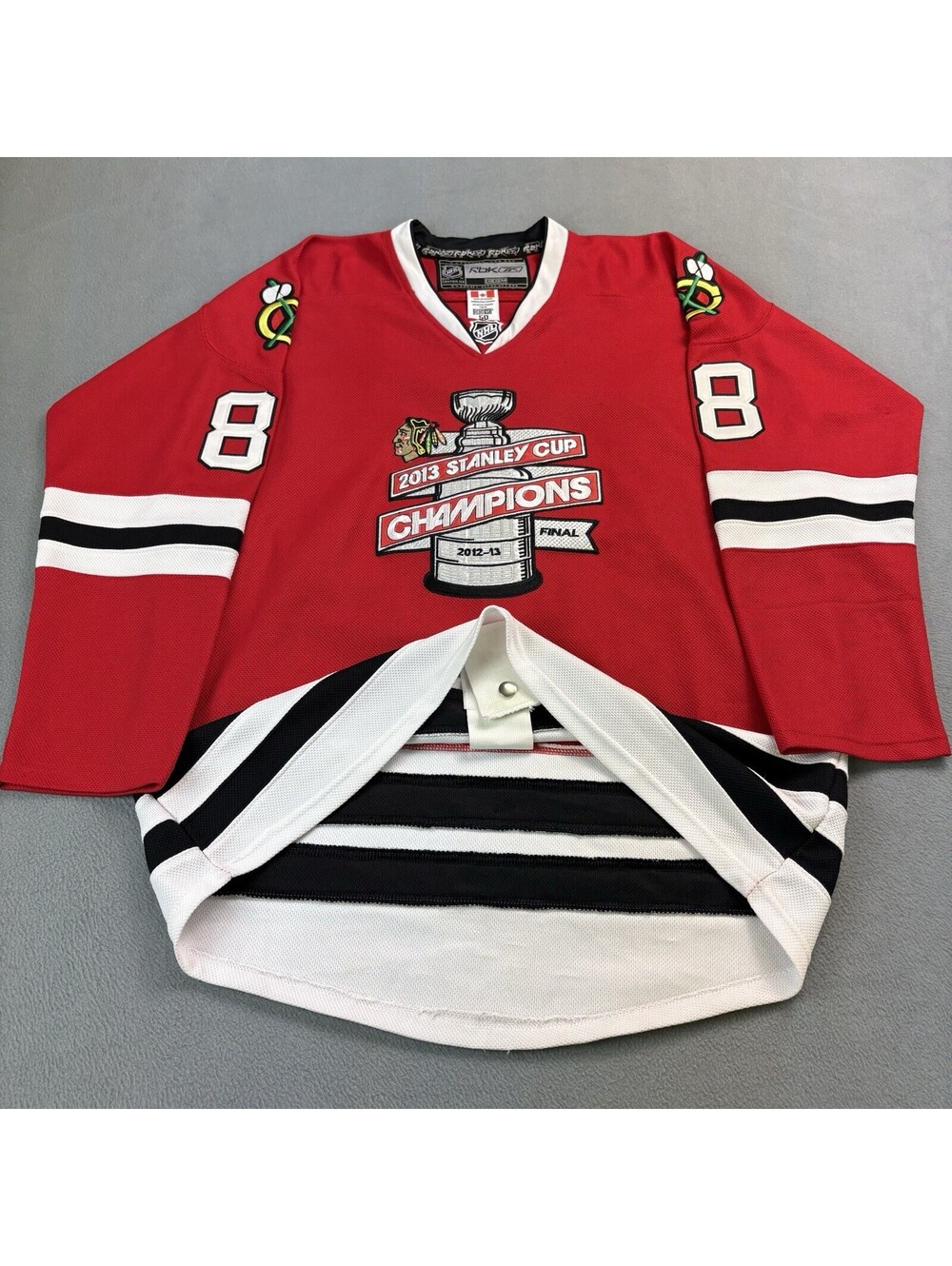 2013 Stanley Cup Chicago Blackhawks Kane Reebok Center Ice Hockey Jersey Size 50